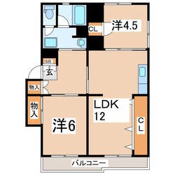 郡山駅 バス18分  鶴見坦（コスモス循環西ノ内回り）下車：停歩5分 2階の物件間取画像